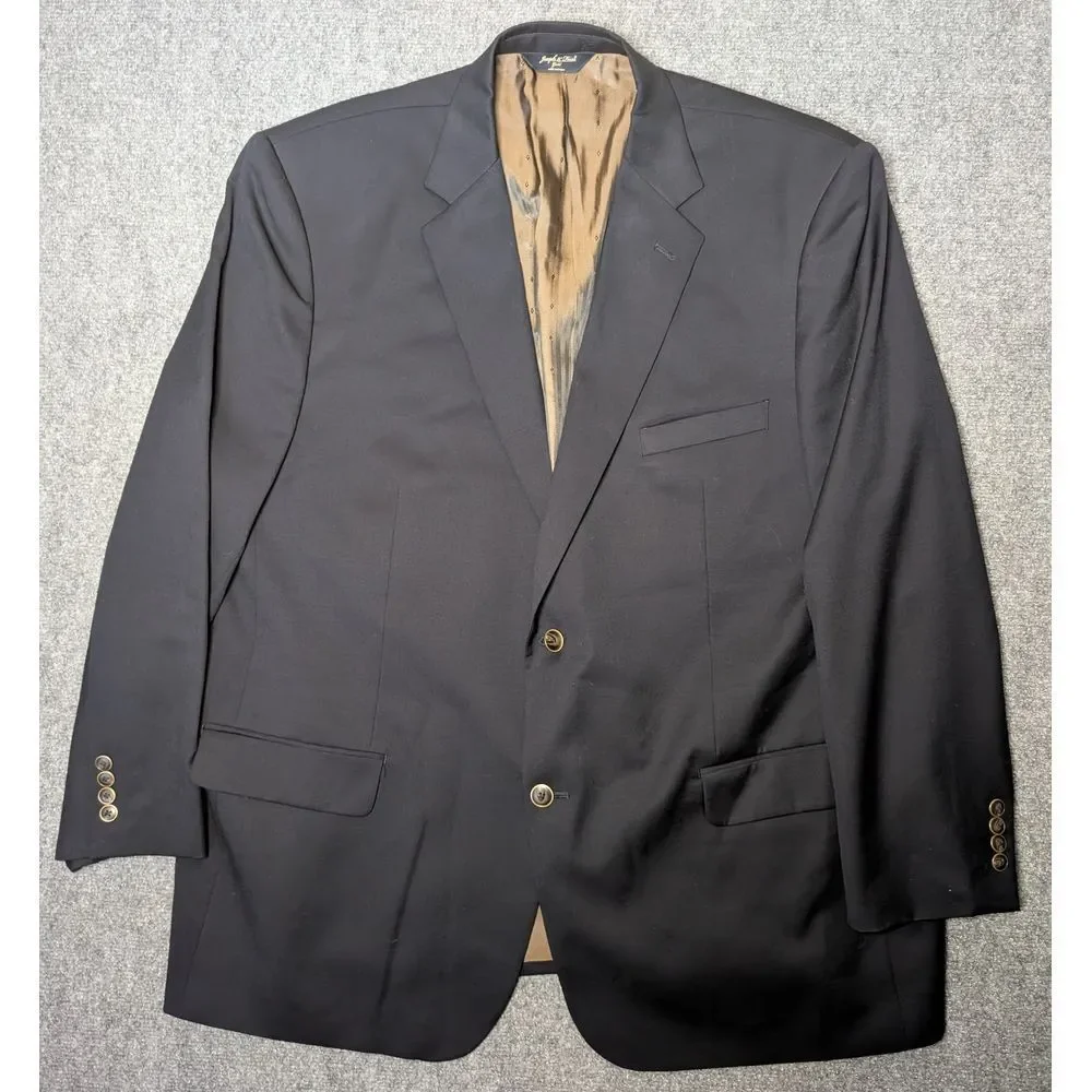 Joseph & Feiss Gold Mens 48R Regular 100% Wool Black Blazer Jacket‎ Sport Coat